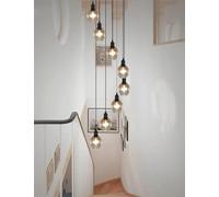 XANAYXWJ Duplex Staircase Chandelier Spiral LED Ceiling Lamp Glass Minimalist Pendant Lights Multi Balls Long-lamp For Living Room 40x200cm Champagne Glass(Size:8 BALLS)