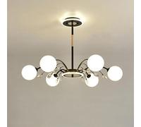 XANAYXWJ E27 Scandinavian creative crystal magic bean chandelier, molecular chandelier, light fixture,for living room dining bedroom study hall lighting,Black,6 heads