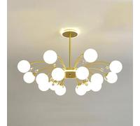 XANAYXWJ E27 Scandinavian creative crystal magic bean chandelier, molecular chandelier, light fixture,for living room dining bedroom study hall lighting,Gold,16 heads