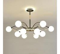 XANAYXWJ E27 Scandinavian creative crystal magic bean chandelier, molecular chandelier, light fixture,for living room dining bedroom study hall lighting,Black,12 heads