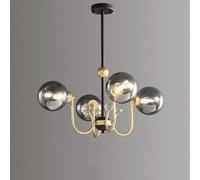 XANAYXWJ E27 Scandinavian magic bean chandelier, luxury glass shade, for living room dining bedroom study lamps,Amber,4 heads