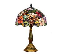 XANAYXWJ E27 Vintage Style Table Lamp, 48Cm Antique Desk Light Warm Bedside Table Lamp Crystal Grape Stained Glass Lampshade Decor Lamp Alloy for Bedroom Living Room Restaurant,Grape,19In