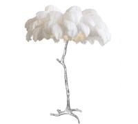 XANAYXWJ Elegant Ostrich Feather Floor Lamp - Dimmable Standing Light for Romantic Bedrooms 3-Color Foot E14 LED Luxurious Silver Resin 170x110cm White