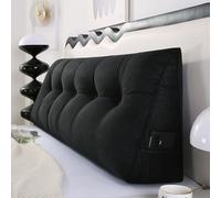 XANAYXWJ Ergonomic Wedge Reading Pillow with Lumbar Support Removable Cover for Bed & Sofa (Black 60x50x20 cm) - Ultimate Comfort & Relaxation Cushion