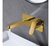 XANAYXWJ Faucets for Bathroom Taps Wall Mount Single Handle Hot and Cold Brass Concealed Bathroom Sink Tap Basin Taps Gold