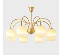 XANAYXWJ French Cream Style All-Copper Chandelier, Warm LED Ceiling Vintage Rustic Light,Handmade Traditional Copper Pendant Light for Living Room, Study, and Dining Room,8 Heads