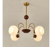 XANAYXWJ French Medieval Chandelier, Retro Glass Ceiling Fixture, Rustic Home Lighting, Vintage Handcrafted Classic Light Farmhouse Chandelier,4 heads