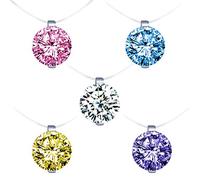 XANAYXWJ Girls accessories Solitaire Pendant 925 Sterling Silver Cubic Zirconia with Transparent Chain Necklace for Women Birthday thing