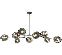 XANAYXWJ Glass Chandelier Adjustable Height, Matte Black Sputnik E26 Metal Pendant Light - 79 Mid Century Globe Fixtures