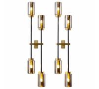 XANAYXWJ Glass Wall Lamp Brass Light Bathroom Vanity Wall Sconce Creative Up And Down Lighting Wall Light Fixture Smoke Gray Glass Wall Lamp For Living Room Bedroom Stairs Corridor Bar