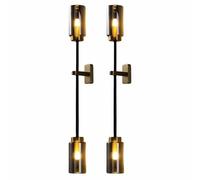 XANAYXWJ Glass Wall Lamp Brass Light Bathroom Vanity Wall Sconce Creative Up And Down Lighting Wall Light Fixture Smoke Gray Glass Wall Lamp For Living Room Bedroom Stairs Corridor Bar