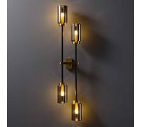 XANAYXWJ Glass Wall Lamp Brass Light Bathroom Vanity Wall Sconce Creative Up And Down Lighting Wall Light Fixture Smoke Gray Glass Wall Lamp For Living Room Bedroom Stairs Corridor Bar