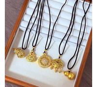 XANAYXWJ Gold-plated strong color retention ancient method sand gold new Chinese style sweater chain retro versatile temperament fashion necklace