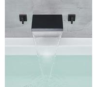 XANAYXWJ High Flow Wall Mount Waterfall Tub FaucetBrushed Oil RubbeBronze Bathroom Shower Tap with 2 Handles for Hot & ColWater Control