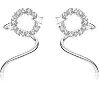 XANAYXWJ jewelry Jewelry,Twine Hoop Earrings for Women Solid Silver 925 Star Round Tiny Ear Hoops Fashion Korean necklace