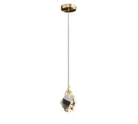 XANAYXWJ K9 Crystal Pendant Light, Brushed Copper Chandelier with Adjustable Height, Luxury Ceiling Hanging Lamp for Kitchen Island, Bedroom, Bedside(2 Colors Light,1head)