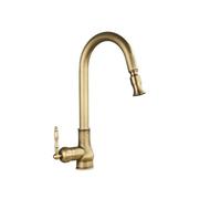 XANAYXWJ Kitchen Faucet, Antique Kitchen Faucet Pull Out Spray Kitchen Sink Single Handle, Deck Mount Water Crane 360° Rotation Hot Cold Water Mixer Tap for Kitchen Sink, Bar, Far