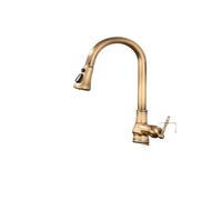 XANAYXWJ Kitchen Faucet, Antique Kitchen Faucet Pull Out Spray Kitchen Sink Single Handle, Deck Mount Water Crane 360° Rotation Hot Cold Water Mixer Tap for Kitchen Sink, Bar, Far