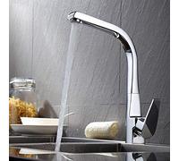 XANAYXWJ Kitchen Sink Taps Waterfall One Hole Single Lever Solid Brass Chrome 360° Swivel Basin Mixer Cold and Hot Mixer Faucet Monobloc Kitchen Sink Basin Mixer Tap with Standard Fi