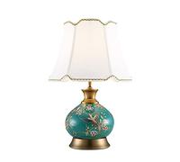XANAYXWJ lamp Lamp for Desk Retro Green Table Lamps Ceramics Bedside Table Lamps with Fabric Lampshade Concise Chinese Nightstand Table Lamps for Home Office Study Lamp, 19" H Desk Light Desk Led Lamp