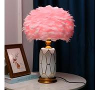 XANAYXWJ lamp Pink Feather Bedside lamp Ceramic Nordic Table Lamp Creative Table Lamp Bedroom Decorative Table Lamps E27 Living Room Hotel 35 * 55CM lamp