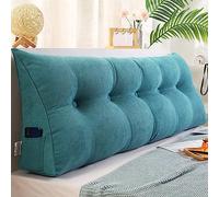 XANAYXWJ Large Dark Blue Backrest Reading Pillow with Washable Cover Triangular Wedge Headboard Cushion for Bedroom Couch Double Bedside Pillow 120 * 50 * 20cm