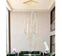 XANAYXWJ LED Chandelier Dimmable Pendant Light with Geometric Shape Adjustable Height Aluminum Ideal for Dining Table Living Room Bedroom Stylish Lighting Fixture Villa Hotel