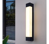 XANAYXWJ Long Linear Outdoor Wall Light LED Exterior Wall Sconce With Alabaster Texture Resin Shade Stainless Steel Base Wall Lamp IP65 Waterproof Wall Sconce For Porch Patio Garden Courtyard