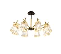 XANAYXWJ Luxury Crystal Chandelier Personality Creativity Iron Art Pendant Lights American Style E26 LED Hanging Light for Living Room Duplex Apartment(Black+Gold,8 lights)