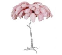 XANAYXWJ Luxury Pink Ostrich Feather Floor Lamp - Dimmable Standing Light for Romantic Girl's Bedroom Elegant Silver Resin Base 3 Color Options E14 LED 150x90cm