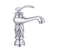 XANAYXWJ Luxury Single Handle Brass Bathroom Faucet with Diamond Crystal Accents Hot & Cold Water Mix for Vanity Sink - Stylish Silver Finish Short