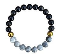 XANAYXWJ Map Jasper Pyrite And Gold Obsidian 8mm Rondelle Smooth 7inch Natural Gemstones Beaded Bracelets For Men Women Healing Crystal Stretch Bracelet Unisex