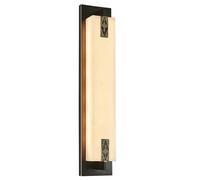 XANAYXWJ Marble Alabaster Wall Sconce Dimmable Black Brass Bathroom Vanity Light for Living Room Bedroom Hallway Kitchen Long Linear Stone Wall Lamp for Stairs Elegant Wall Sconce Lighting
