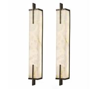 XANAYXWJ Marble Wall Light With Black Base Square Alabaster Wall Sconce With Black Linear Long Tube Marble Wall Lighting Brass Wall Mount Lighting For Bedroom Living Room