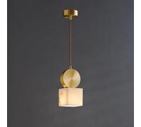 XANAYXWJ Minimalist Chinese Style Marble LED Chandelier - Full Copper Single Head Hanging Light for Indoor Decoration, Entryway & Staircase Lighting