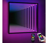 XANAYXWJ Mirror Tunnel Light, Remote Control LED Infinity Wall Mirror Light, Adjustable Lighting & Music Effects, Multicolor Tunnel Lamp for Home Decor,Hexagon-Medium