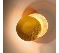 XANAYXWJ Moonlight Eclipse Wall Lamp Creative Round Gold Copper 360 Degree Revolving Sconce for Aisle Corridor Bedside Living Room 25CM