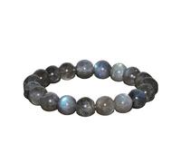 XANAYXWJ Natural Madagascar Labradorite Gemstone Round 10mm Smooth 7inch Beads Stretchble Bracelet Crystal Healing For Women & Men Adjustable Size
