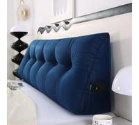 XANAYXWJ Navy Blue Memory Foam Wedge Pillow 60x50x20 cm Back Support Cushion for Bed & Sofa Removable Cover for Reading Relaxation and Lumbar Pain Relief