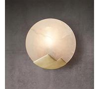 XANAYXWJ Nordic Wall Lamp Natural Marble Round Lampshade Wall Sconce Metal Base Indoor Interior Wall Lights Chinese Style for Living Room Dinning Room Corridor Study Home Lighting Bedside Decor Lamp
