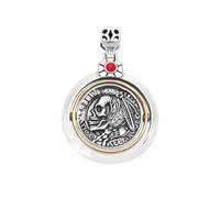 XANAYXWJ Pendant S925 Sterling Silver Indian Skull Man Silver Coin Rotatable Pendant Men and Women Fashion Personality Necklace Pendant Retro Fashion