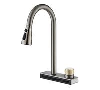 XANAYXWJ Pull-Out Faucet Kitchen Pull-Out Faucet 360 Degree Rotation Raining Mixer Deck Mounted Water Taps Square;Cold Flying Rain Sink Tap Easy to Install(Brushed 4ways)