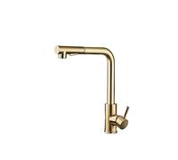 XANAYXWJ Pull-Out Faucet Kitchen Pull-Out Faucet 360 Rotation Dual Sprayer Hot Cold Water Tap Vessel Sink Mixer Tap Single Hole Tap Easy to Install(Brushed Gold)