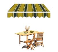 XANAYXWJ Retractable Awning Replacement Fabric, Waterproof Polyester Canopy, Sunshade for Deck, Balcony, Patio, Business - Green Striped 4.5 x 4m Outdoor Cover