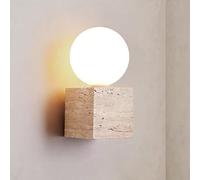 XANAYXWJ Retro Art Stone Wall Lamp Vintage Yellow Travertine Wall Sconce Light G9 Globe Glass Decor Lighting Fixture for Bedroom Hallway Stairs