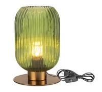 XANAYXWJ Ribbed Glass Globe Table Lamp with Vintage Brass Base Bedroom, and Office Decoration Suitable for Living Room, Dormitory, Office,(Amber)