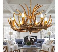 XANAYXWJ Rustic Antler Chandelier, Vintage Resin 6 Light Chandelier Deer