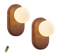 XANAYXWJ Rustic Vintage Battery Operated Wall Sconce Light with Remote Control Dimmable Wireless Wall Lamp for Bedroom and Living Room 2 Pack