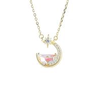 XANAYXWJ S925 Moon Necklace Women's Cold Style Clavicle Chain
