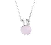 XANAYXWJ S925 Necklace Pink Crystal Clavicle Chain Glazed Stone Peach Blossom Pendant for Girlfriend